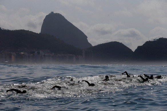 Rio de Janeiro, RJ, Brasil - 22/08/2015 - AqueceRio - Maratona Aquática no Forte Copacabana. Foto Rio 2016/ Marcelo Regua